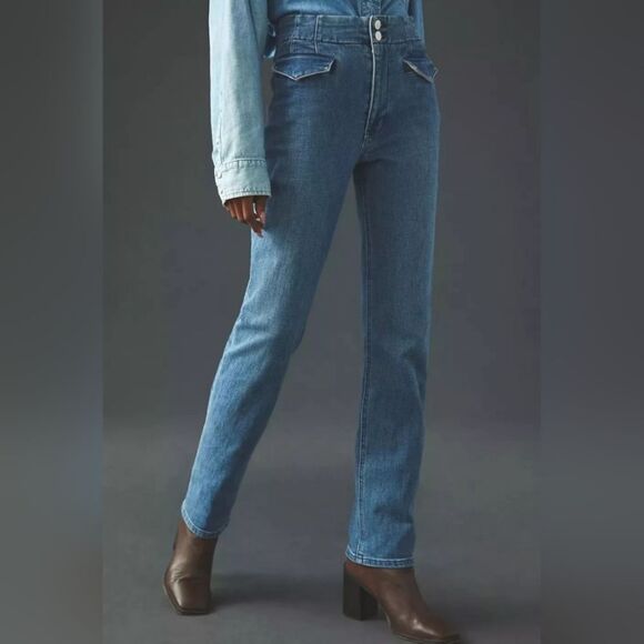 Anthropologie Maeve  Bombshell Slim Straight Jeans Style:OB1621587 Medium Wash - Picture 3 of 16